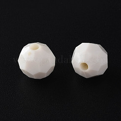 不透明なアクリルビーズ  多面カット  染め  ラウンド  乳白色  10mm  穴：2mm  約1050個/500g&nbsp;MACR-S373-69-S01