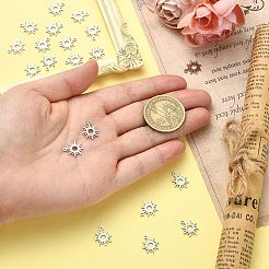 304ステンレススチールチャーム  太陽  ステンレス鋼色  12.5x10x1mm  穴：1mm&nbsp;STAS-CJC0008-17P