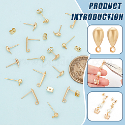 30Pcs 3 Style Ball & Teardrop Brass Stud Earring Findings&nbsp;KK-BC0012-24