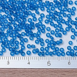 MIYUKIラウンドロカイユビーズ  日本製シードビーズ  11/0  (rr149f) マットトランスペアレントカプリブルー  2x1.3mm  穴：0.8mm  約5500個/50g&nbsp;SEED-X0054-RR0149F