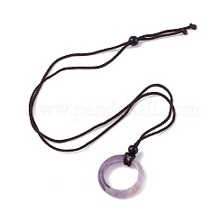 Natural Mixed Gemstone Ring Pendant Necklace with Nylon Cord for Women&nbsp;NJEW-F306-02