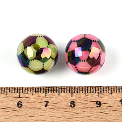 UVメッキ不透明アクリルビーズ  虹色の  サッカー  ミックスカラー  15.5mm  穴：2.2mm&nbsp;PACR-N016-02