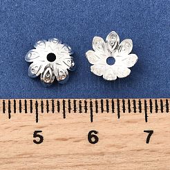 真鍮製ビーズキャップ  8  - 花びらの花  銀  9.5x9.5x3.5mm  穴：1.6mm&nbsp;KK-Z030-09S