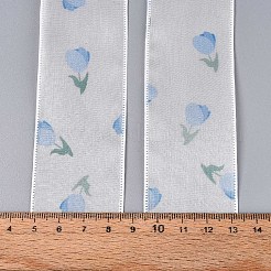 片面プリントポリエステルサテンリボン  花柄  ギフト包装用  ホワイト  1-1/2インチ（38mm）  約20.00ヤード（18.29m）/ロール&nbsp;SRIB-T009-05A