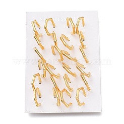 304ステンレススチールハーフフープピアス  スタッドのピアス  耳ナッツ  竹の棒  ゴールドカラー  20x17x3mm  ピン：0.7mm&nbsp;X-EJEW-H100-10G