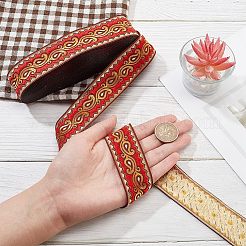 Ethnic Embroidery Polyester Flat Ribbons&nbsp;OCOR-WH0060-38C