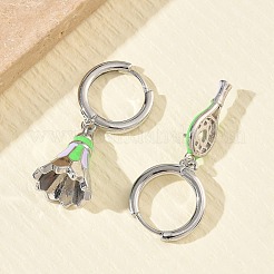Brass Micro Pave Cubic Zirconia Dangle Hoop Earrings for Women&nbsp;EJEW-A168-07P-01