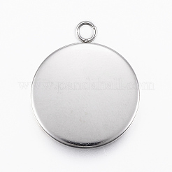 Tarnish Resistant 304 Stainless Steel Pendant Cabochon Settings&nbsp;STAS-E146-18P-20mm