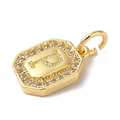 Real 18K Gold Plated Brass Micro Pave Clear Cubic Zirconia Pendants&nbsp;KK-L216-002G-P