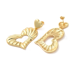 ハートと蝶結びの真鍮ダングルスタッドピアス  長持ちメッキ  カドミウムフリー＆鉛フリー  18KGP本金メッキ  59.5x37mm&nbsp;EJEW-G382-12G