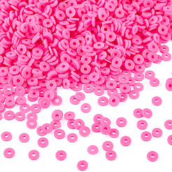 手作りポリマー粘土ビーズ 100g  ディスク/フラットラウンド  ヒシビーズ  赤ミディアム紫  6x1mm  穴：2mm&nbsp;CLAY-TA0001-77B