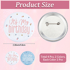 4個 2色 誕生日のブリキブローチ  バックパックの服の鉄製ラペルピン  ミックスカラー  58mm  2個/カラー&nbsp;JEWB-CN0001-13