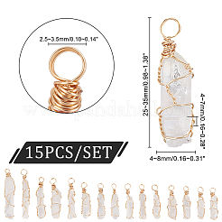 15Pcs Natural Quartz Crystal Pendants&nbsp;PALLOY-AB00134