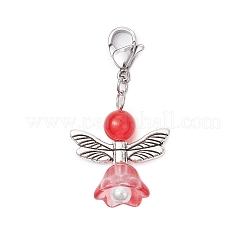 Angel Natural & Dyed Malaysia Jade Pendant Decoration&nbsp;HJEW-JM02763-01
