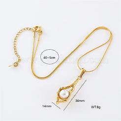 Stainless Steel & Imitation Pearl Teardrop Pendant Necklaces for Women&nbsp;GI9063