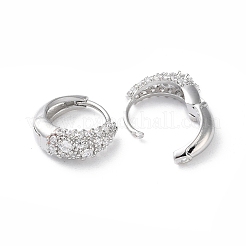 Brass Micro Pave Cubic Zirconia Hoop Earrings&nbsp;EJEW-P259-16P