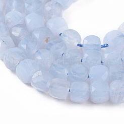 天然石ブルーレースアゲートビーズ連売り  多面カット  キューブ  4~5x4~5x4~5mm  穴：0.7mm  約95個/連  15.55インチ（39.5cm）&nbsp;G-L537-025