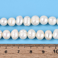 天然養殖淡水パールビーズ連売り  ポテト  乳白色  6~7.5x5.5~10mm  穴：0.6mm  約51~52個/連  13.39~13.58インチ（33.5~34.5cm）&nbsp;PEAR-N013-06G-01