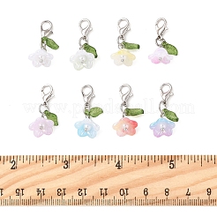 8色の花のアクリルペンダントデコレーション8個  合金製カニカン付き  ミックスカラー  27mm  1pc /カラー&nbsp;HJEW-FS00034-03