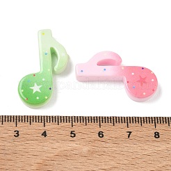 プリント入り不透明樹脂カボション  星印の付いた音符  グラデーションカラー  ミックスカラー  30x19x5.5mm&nbsp;RE-CBABBBE-01