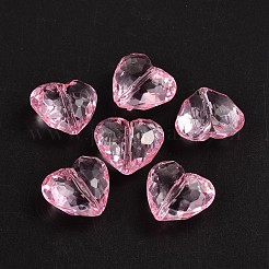透明なアクリルビーズ  ハート  ピンク  約25mm長  28.5 mm幅  厚さ16mm  穴：3mm  約88個/500g&nbsp;PL318Y-3
