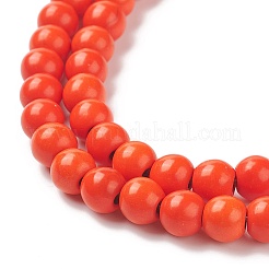 合成ターコイズビーズ連売り  染め  ラウンド  レッドオレンジ  6mm  穴：1.2mm  約67個/連  15.75インチ&nbsp;TURQ-G106-6mm-02G