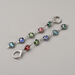 真鍮製フレンチフックピアス  ガラスビーズ  花  プラチナ  80x7.5mm&nbsp;EJEW-WH0004-209P