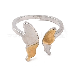 Two Tone Brass Butterfly Open Cuff Ring&nbsp;RJEW-B050-03