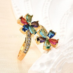 Brass Micro Pave Cubic Zirconia Cuff Rings&nbsp;LS-RJEW-D308-03G-A