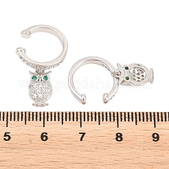 Owl Brass Micro Pave Cubic Zirconia Cuff Earrings&nbsp;EJEW-Z164-01P