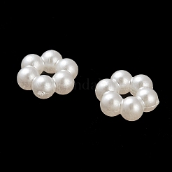 腹筋アクリルビーズ  花  ホワイト  8x8x3.5mm  穴：2.5mm&nbsp;X-OACR-Z016-07