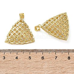 真鍮マイクロパヴェクリアキュービックジルコニアペンダント  三角形のチャーム  18KGP本金メッキ  24.5x24x8mm  穴：3.5x5mm&nbsp;KK-D221-19G-03