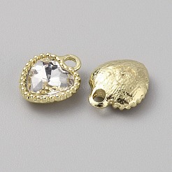 ガラスチャーム  軽金合金の発見  ハートチャーム  透明  13x10.5x4mm  穴：2mm&nbsp;GLAA-TAC0004-07LG-B03