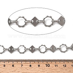 304ステンレススチールの花と菱形のリンクチェーン  溶接されていない  ステンレス鋼色  9x9x1.3mm&nbsp;CHS-Z007-14P