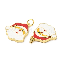 Christmas Rack Plating Brass Enamel Pendants&nbsp;KK-D037-03C-G