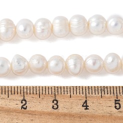 天然養殖淡水パールビーズ連売り  グレード2 A  ポテト  古いレース  5~6mm  穴：0.5~0.6mm  約57~58個/連  13.50~13.70インチ（34.3~34.8cm）&nbsp;PEAR-I007-07O-02C