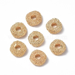 真鍮ビーズ  カドミウムフリー＆ニッケルフリー＆鉛フリー  テクスチャ  フラットラウンド  18KGP本金メッキ  6x2mm  穴：2mm&nbsp;KK-P223-30G