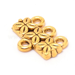 チベットスタイル亜鉛合金シャンデリアコンポーネントのリンク  花  アンティーク黄金  11.5x16x2mm  穴：1.6mm&nbsp;PALLOY-WH0088-15AG