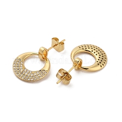 Brass Micro Pave Cubic Zirconia Dangle Stud Earrings&nbsp;EJEW-P252-02G