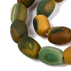 天然石瑪瑙ビーズ連売り  ナツメ  染め＆加熱  オリーブドラブ  17~18x12.5~13.5mm  穴：0.9~1.2mm  約22個/連  15.16~15.55インチ（38.5~39.5cm）&nbsp;G-Q606-97B-01