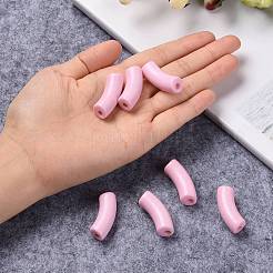 不透明なアクリルビーズ  カーブチューブ  ミスティローズ  34.5x13x11mm  穴：3.5mm&nbsp;X1-SACR-S677-022