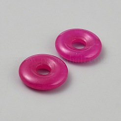 天然ホットピンクカルセドニーペンダント  ドーナツ/円盤チャーム  染め  18~18.5x4~5mm  穴：4.5~5mm&nbsp;G-WH0016-53A