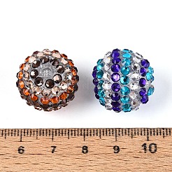 樹脂ラインストーンビーズ付きアクリル  ラウンド  ビーズペンジュエリー作り用  ミックスカラー  18~19x19.5~20mm  穴：2.5~3mm&nbsp;OACR-T030-21M