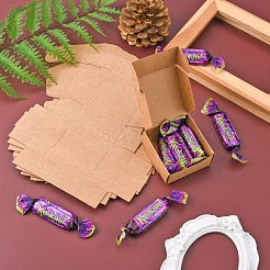 クラフト紙ギフトボックス  配送ボックス  折りたたみボックス  正方形  バリーウッド  5.5x5.5x2.5cm&nbsp;X-CON-K003-02C-01