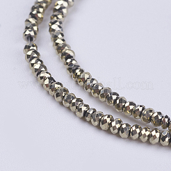 電気メッキガラスビーズセット  フルメッキ  多面カット  ロンデル  黄金メッキ  2.5x1mm  穴：0.5mm  約185~190個/連  13インチ（33cm）&nbsp;X-GLAA-F079-FP02