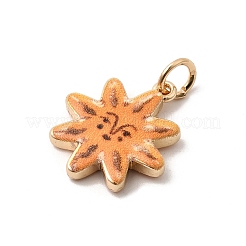 プリントブラスペンダント  ゴールドカラー  丸カン付き  太陽  17x15x3mm  穴：3mm&nbsp;LS-KK-H253-01A-G