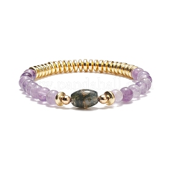 7Pcs 7 Style Natural & Synthetic Mixed Gemstone & Brass Beaded Stretch Bracelets Set&nbsp;BJEW-JB08997