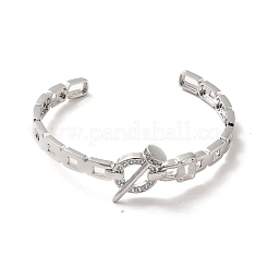 Clear Cubic Zirconia Ring & Nail & Padlock Open Cuff Bangle&nbsp;BJEW-C027-02P