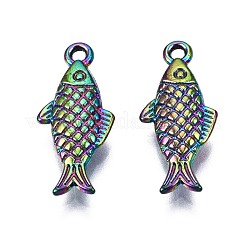 合金ペンダント  カドミウムフリー＆ニッケルフリー＆鉛フリー  魚  虹色  20x9x3mm  穴：1.5mm&nbsp;PALLOY-N163-013-NR