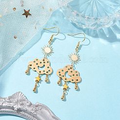 Brass & 304 Stainless Steel Dangle Earrings&nbsp;EJEW-TA00436-01